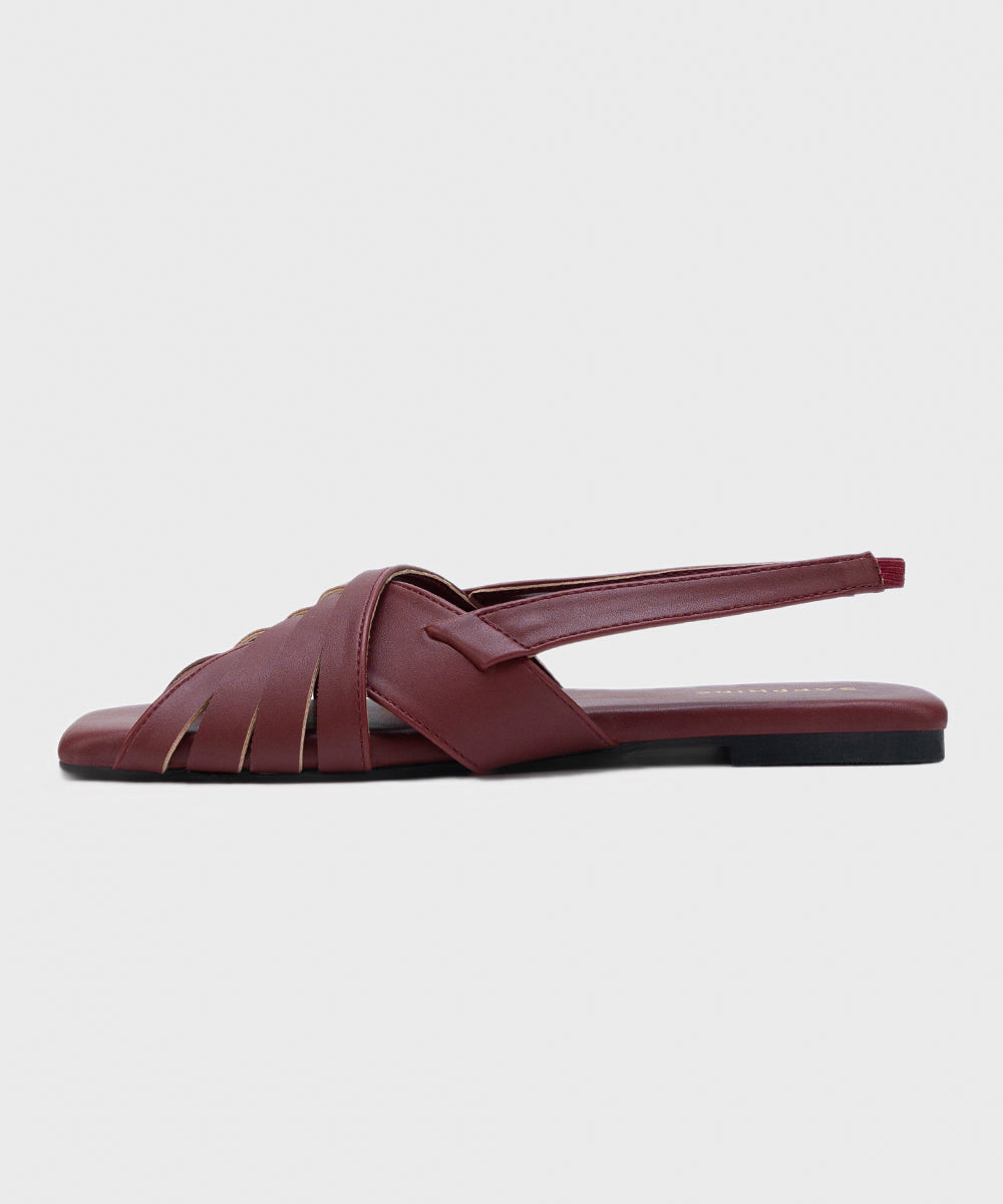 Women's Maroon Faux Leather Sandals