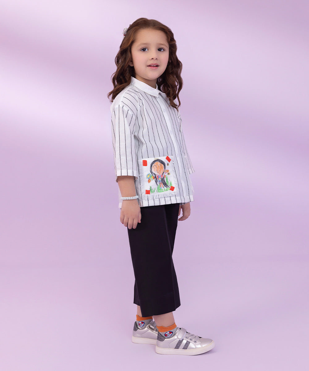Girls White Embroidered Cambric Top