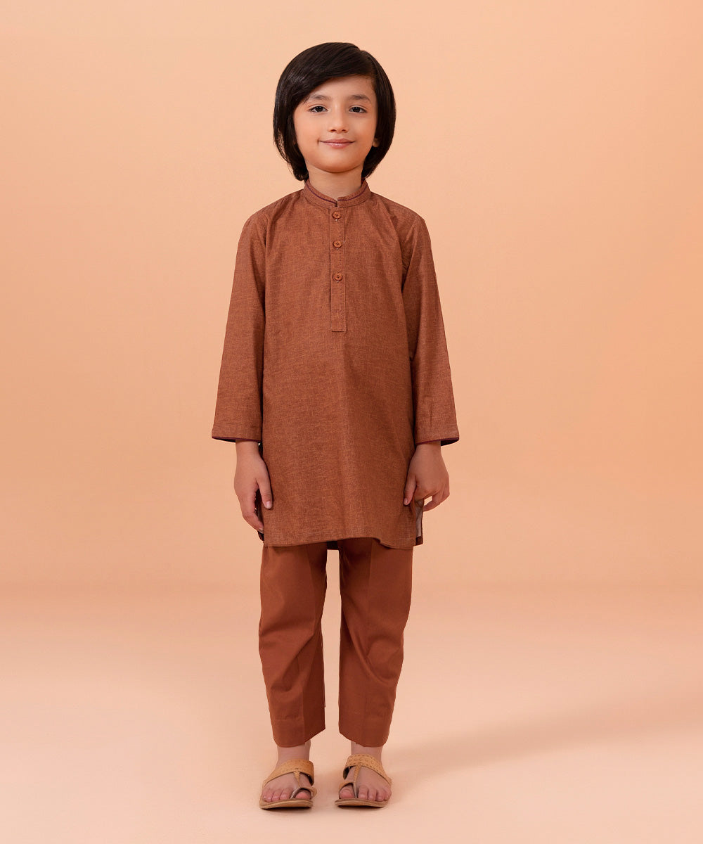 Boys 2 PC Rust Dyed Cambric Suit