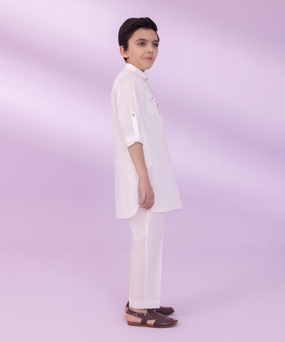 Boys White Dyed Cambric Suit