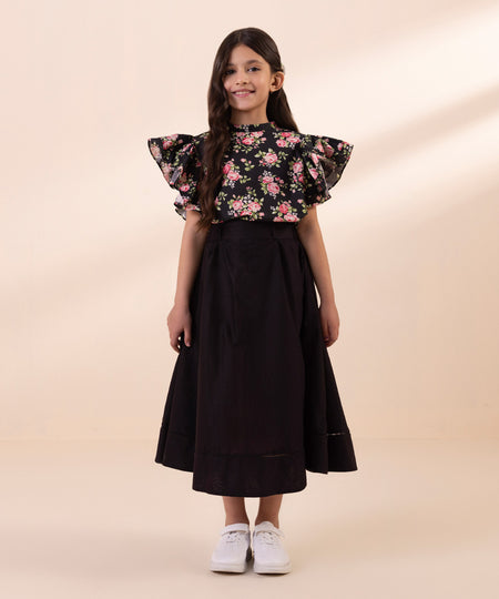 Kids East Girls Black Dyed Cambric Skirt