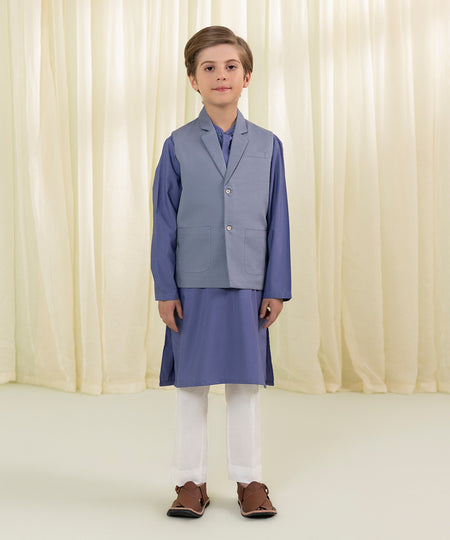 Boys Blue Dyed Cambric Waistcoat