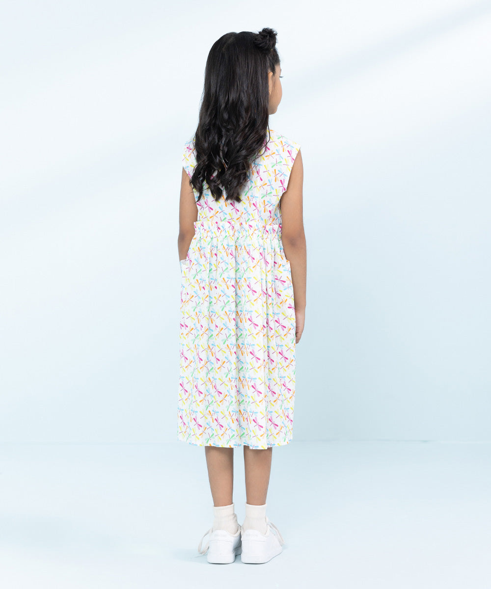 Kids East Girls Multi Printed Seersucker Dress