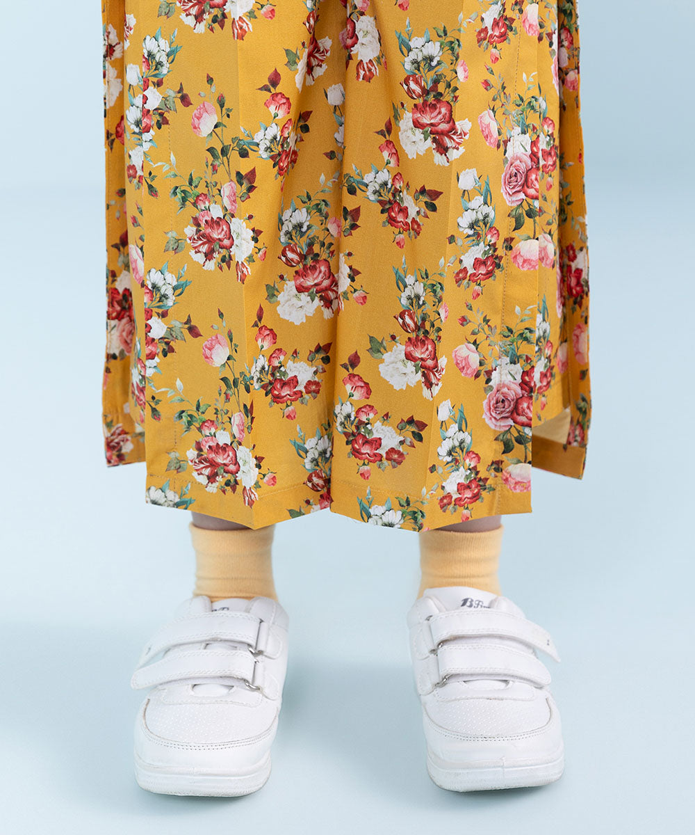 Kids Mustard 2 Piece Printed Poplin Suit