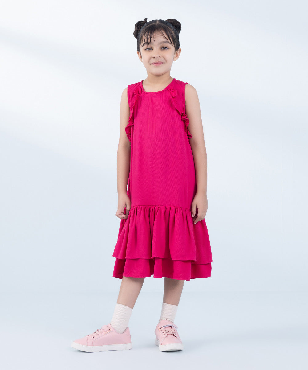 Girl's Pink Dyed Bedford Dress