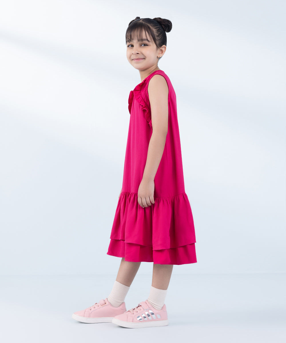 Girl's Pink Dyed Bedford Dress