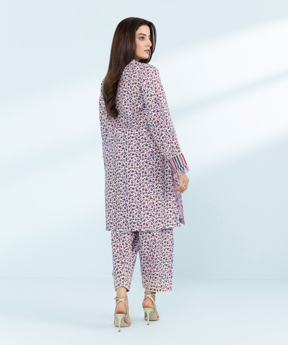 Women's Lilac 2 Piece- Printed Khaddar Suit