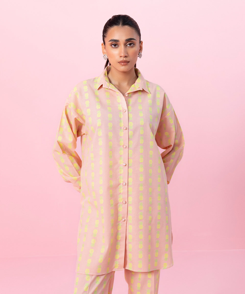 Pret Women's Jacquard Printed Pink 2 Piece Suit