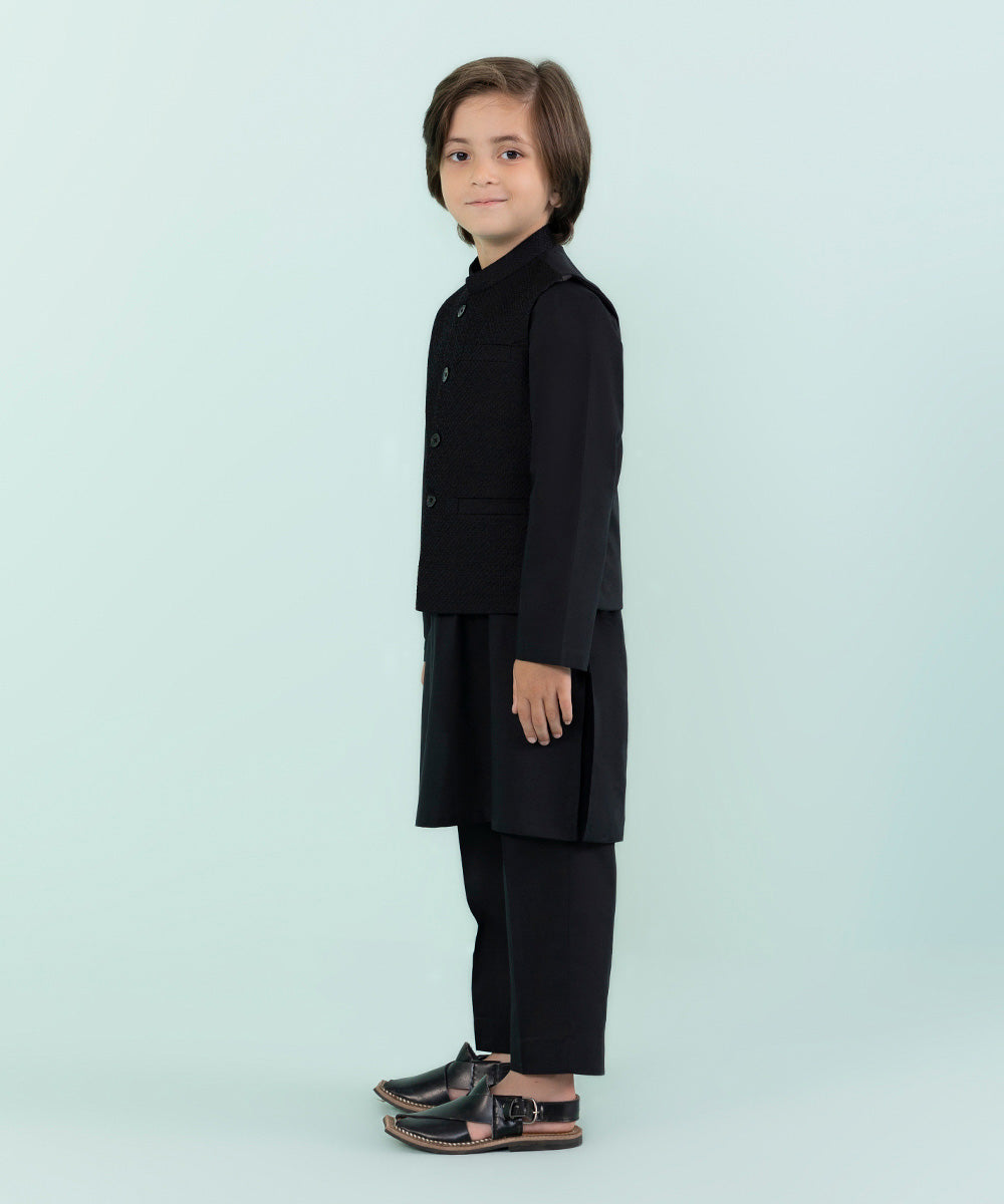 Boys Blue Embroidered Cambric Suit