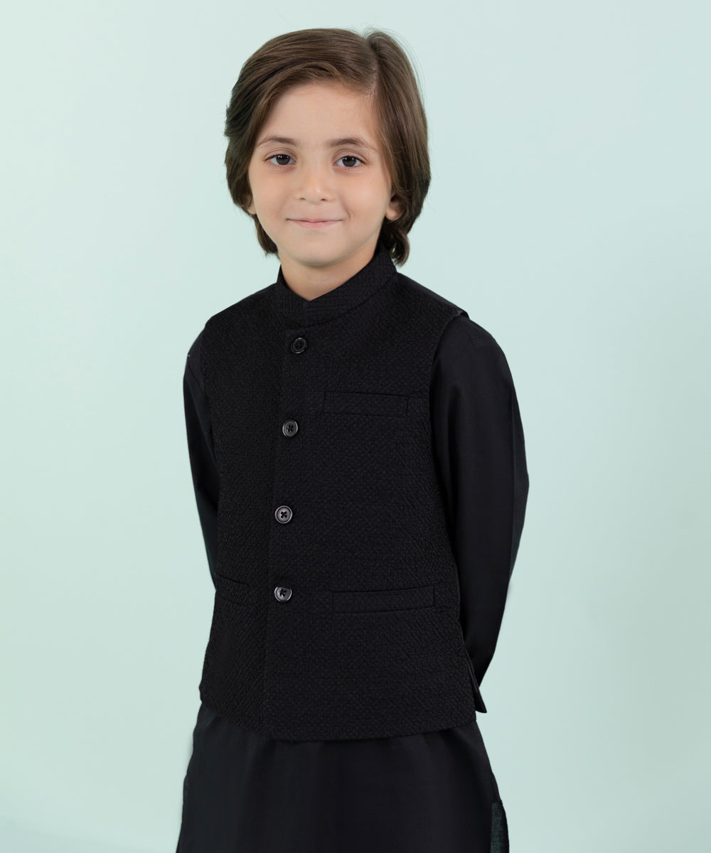 Boys Blue Embroidered Cambric Suit