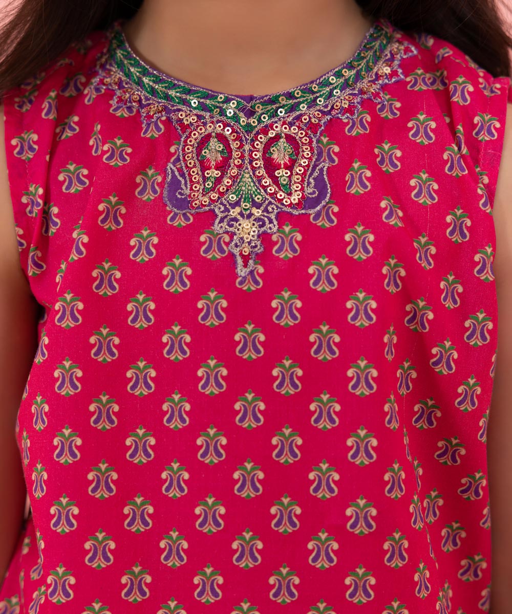 2 Piece Pink Embroidered Cotton Dobby Lehnga Choli