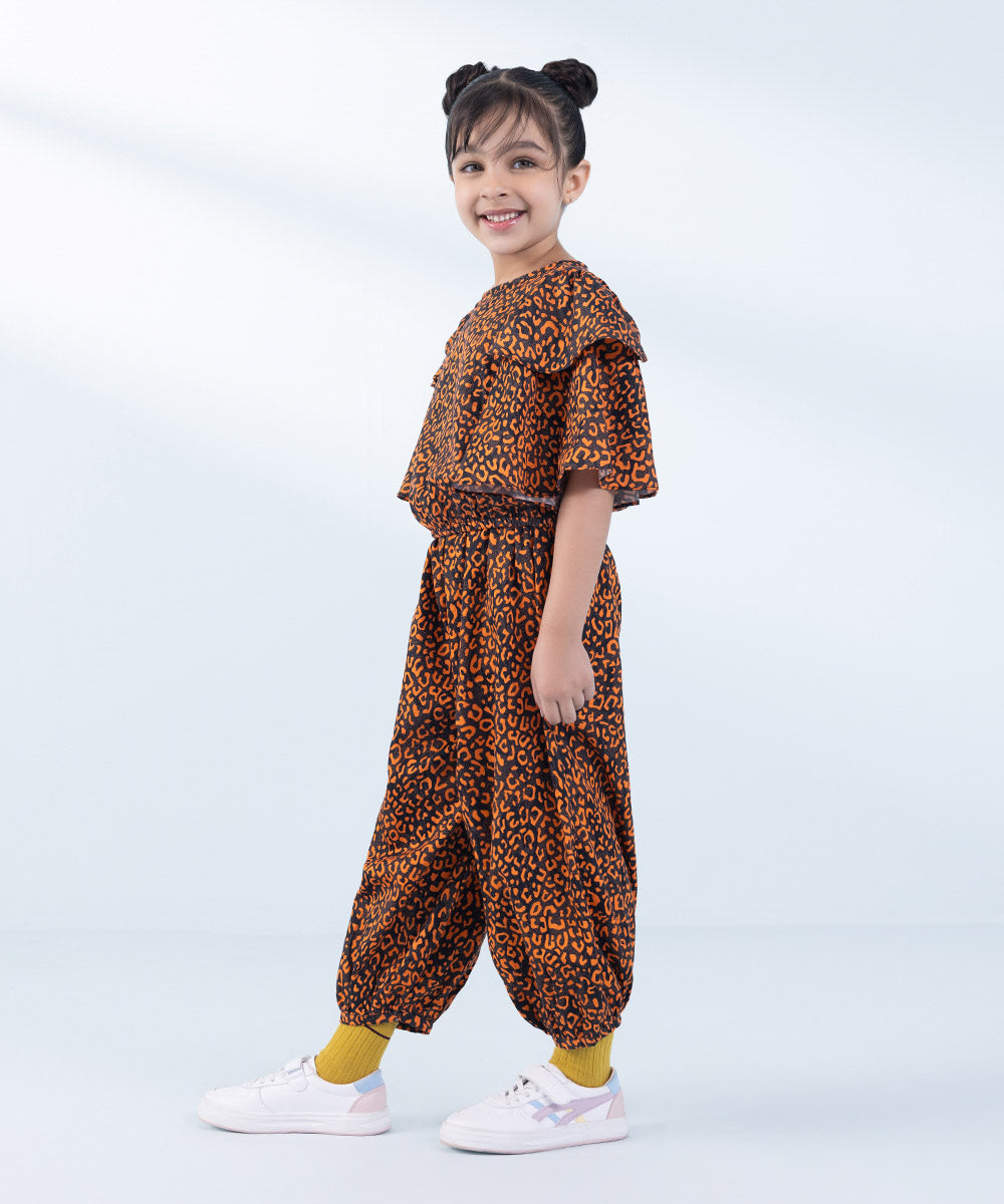 Girl's 2 Piece Printed Cotton Satin Set