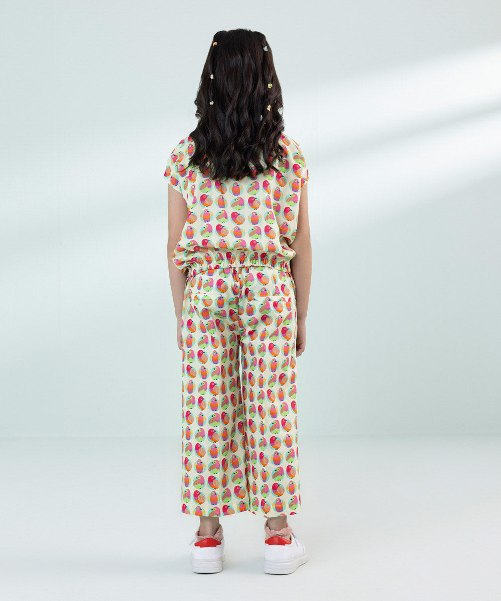 Girl's Multi Printed Linen Jumpsuit
