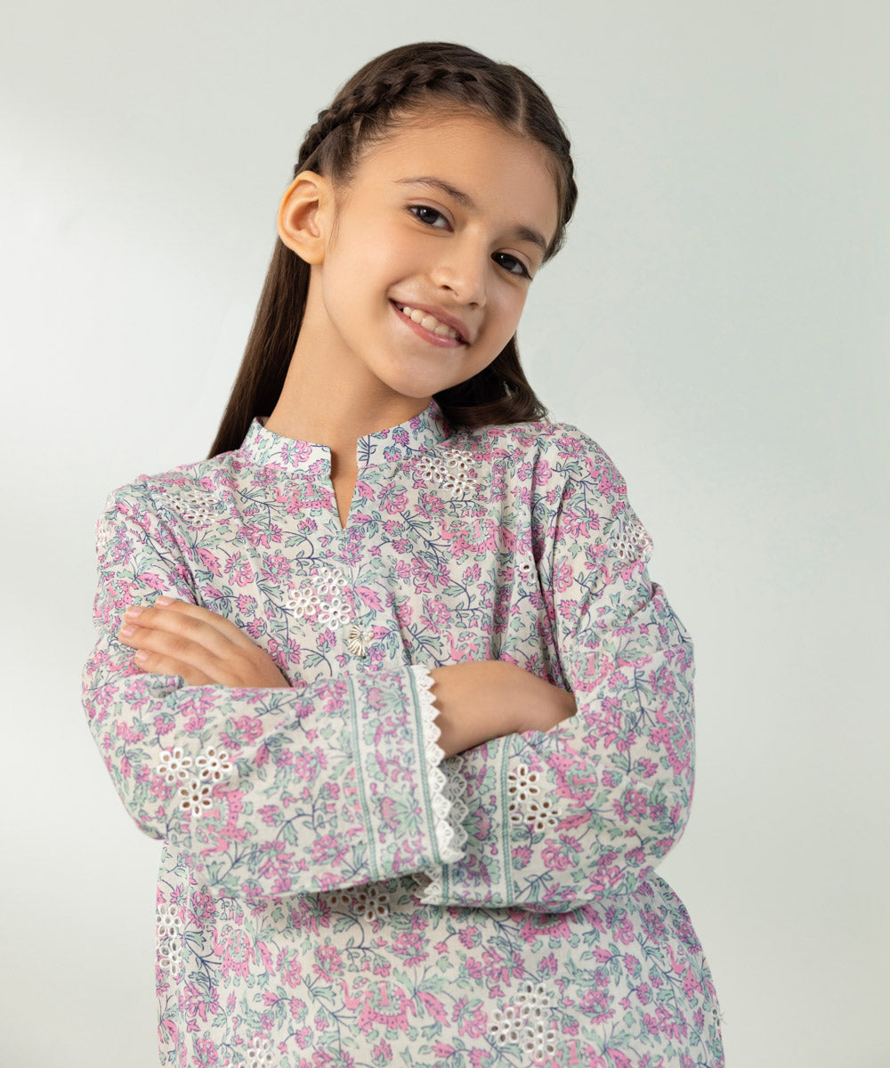 Kids East Girls Multi 2 Piece Embroidered Lawn Suit