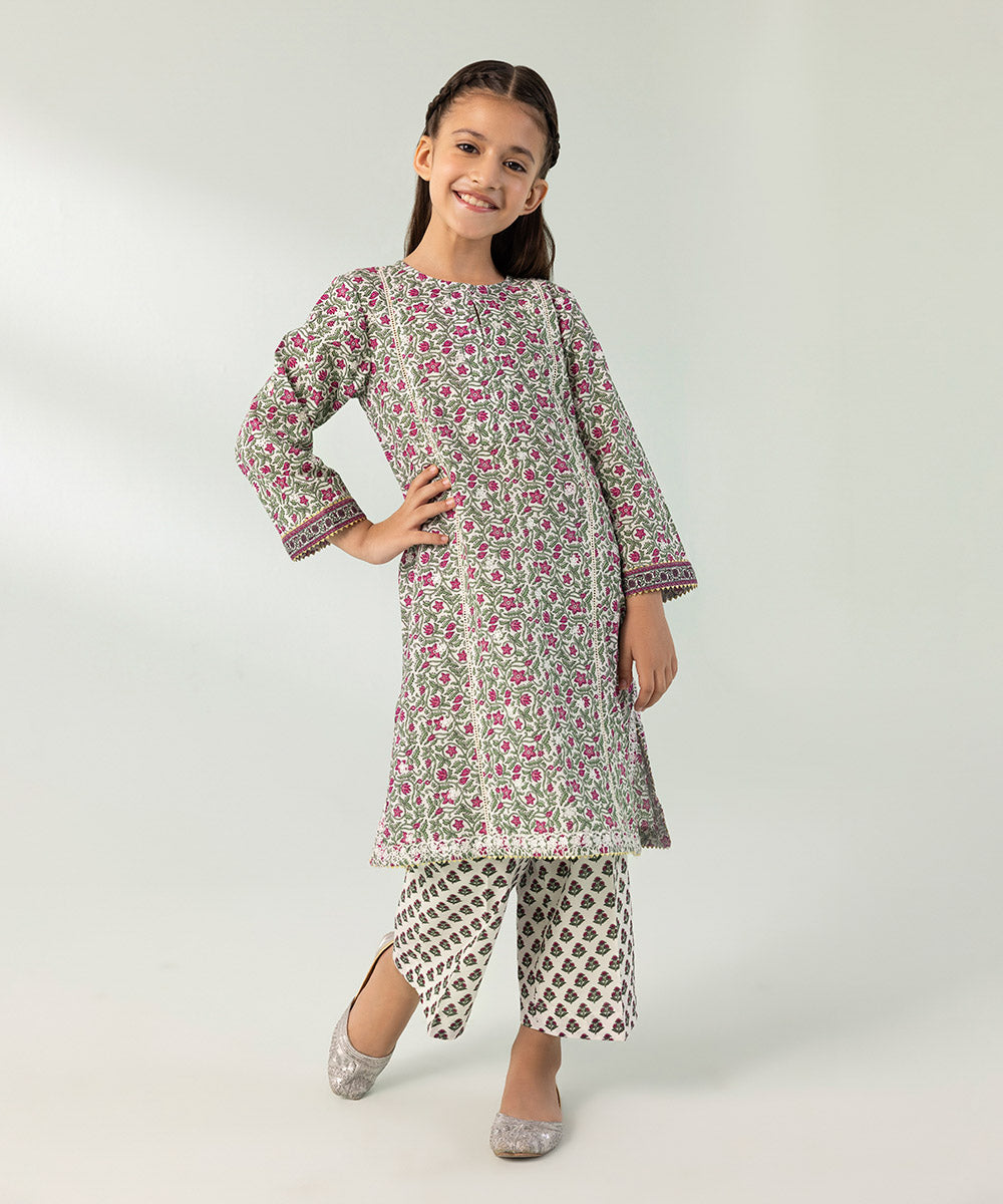 Kids East Girls Multi 2 Piece Embroidered Lawn Suit