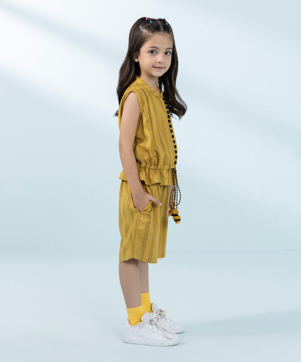 Kids East Girls Mustard Yarn Dyed Set