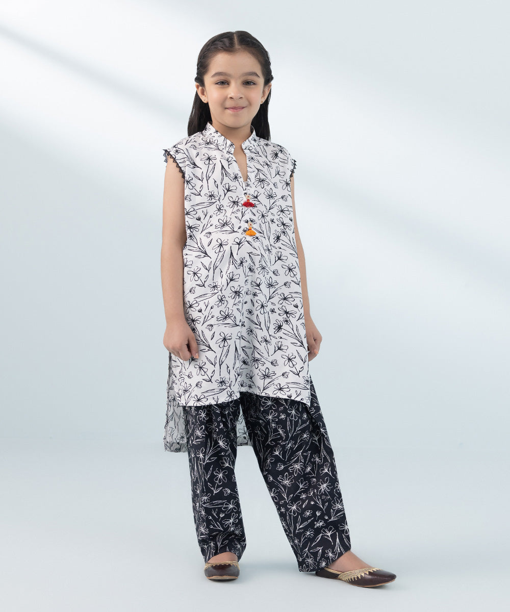 Kids East Girls Multi 2 Piece Printed Arabic Lawn Suit