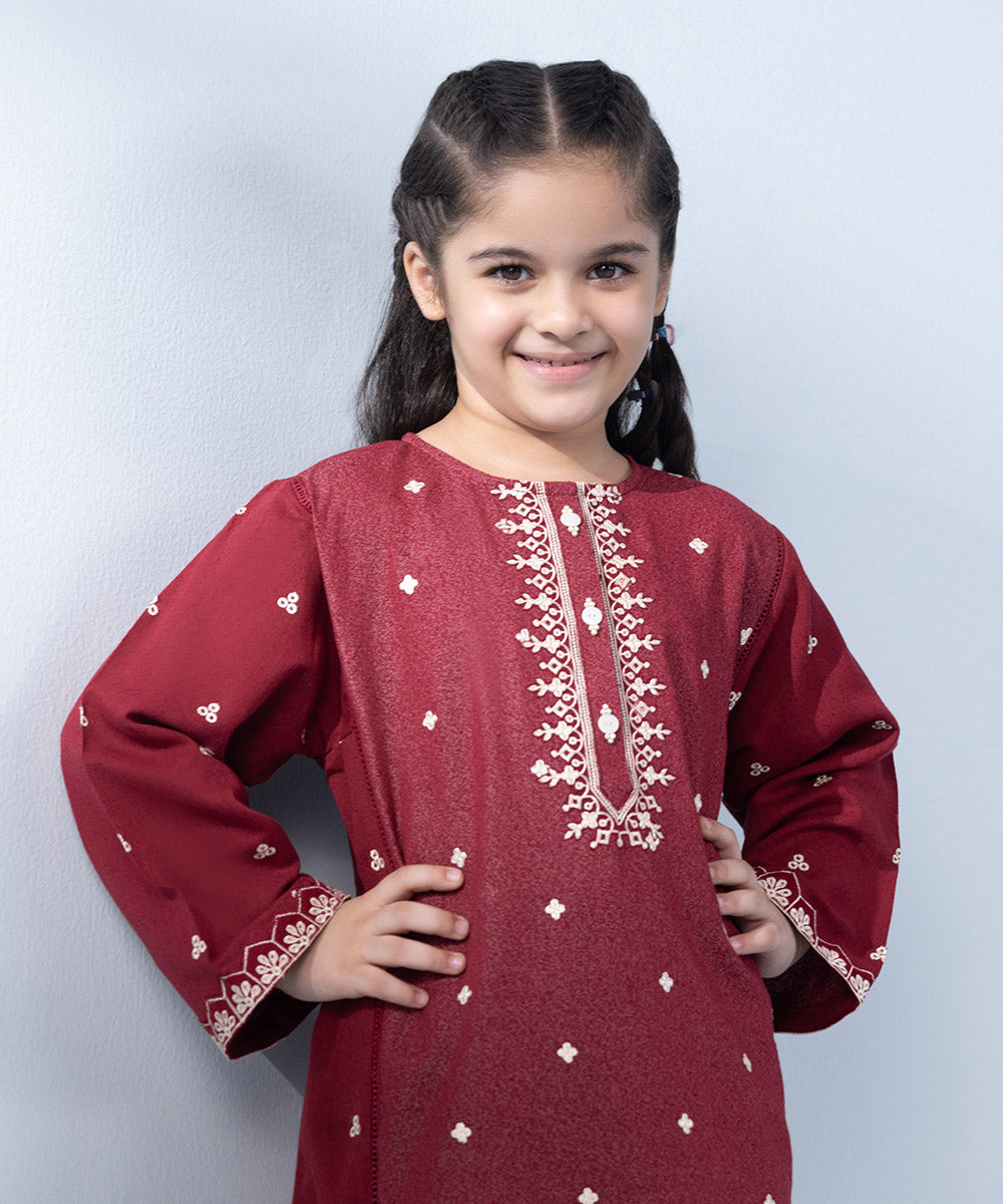 Girl's 2 Piece Embroidered Karandi Suit