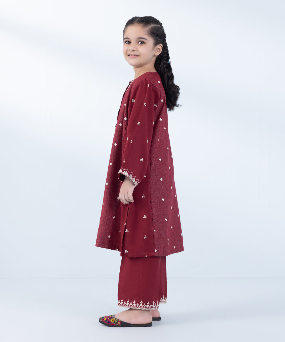 Girl's 2 Piece Embroidered Karandi Suit