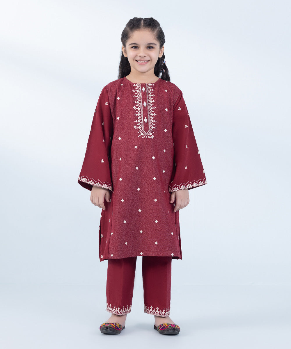 Girl's 2 Piece Embroidered Karandi Suit