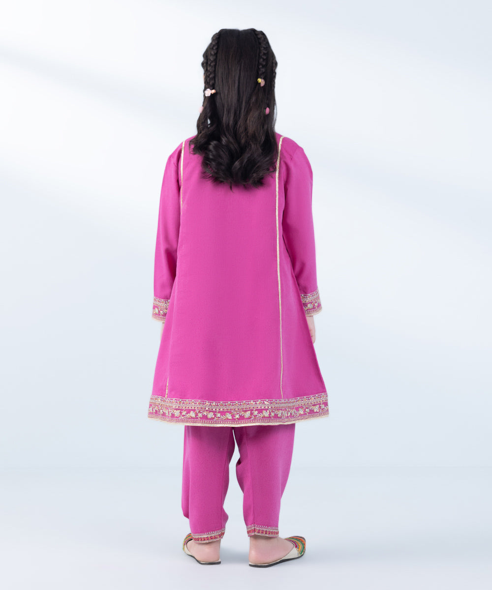 Girl's 2 Piece Embroidered Karandi Suit