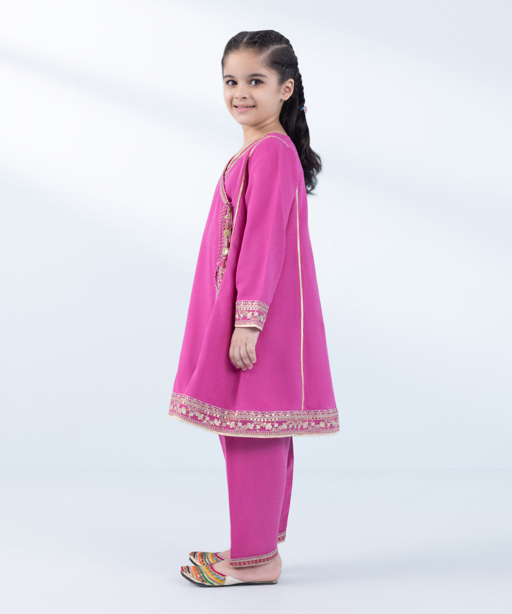 Girl's 2 Piece Embroidered Karandi Suit