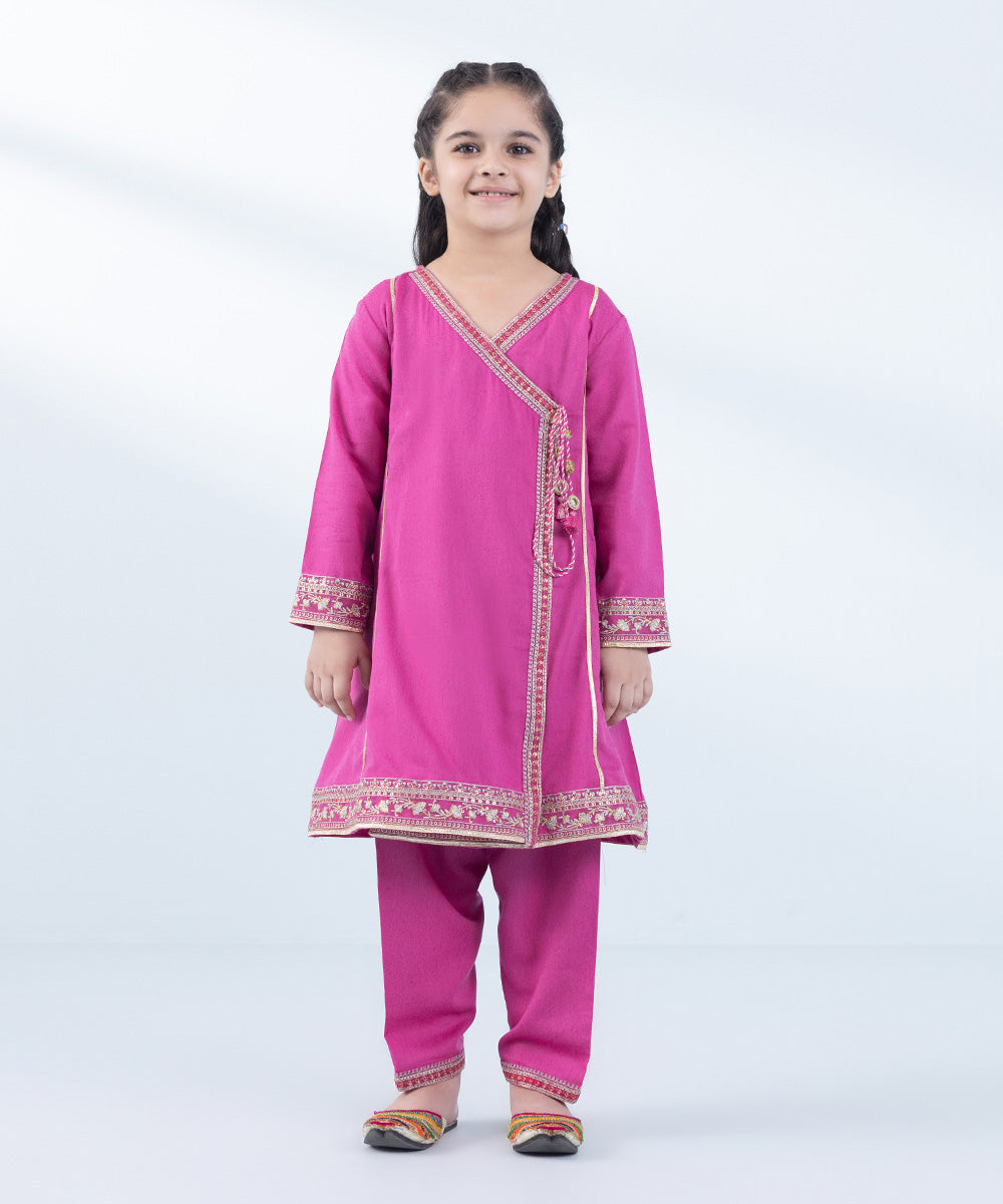 Girl's 2 Piece Embroidered Karandi Suit