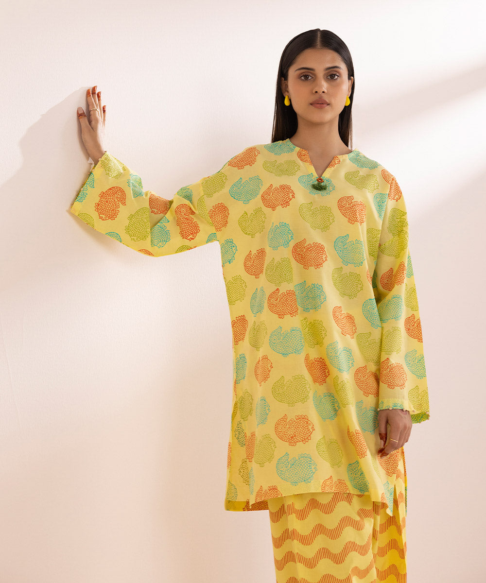 Women's Pret Lawn Yellow Printed Boxy Shirt