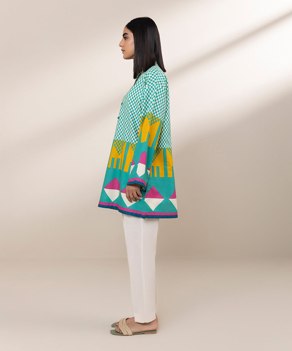 Women's Pret Cambric Printed Multi Boxy Shirt