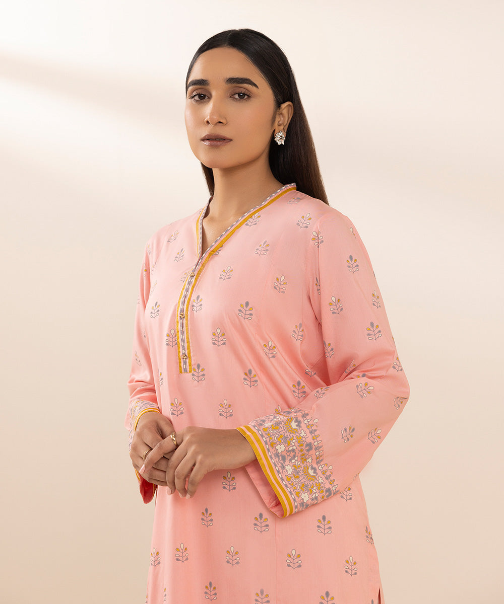 Women's Pret Arabic Lawn Pink Printed A-Line Shirt
