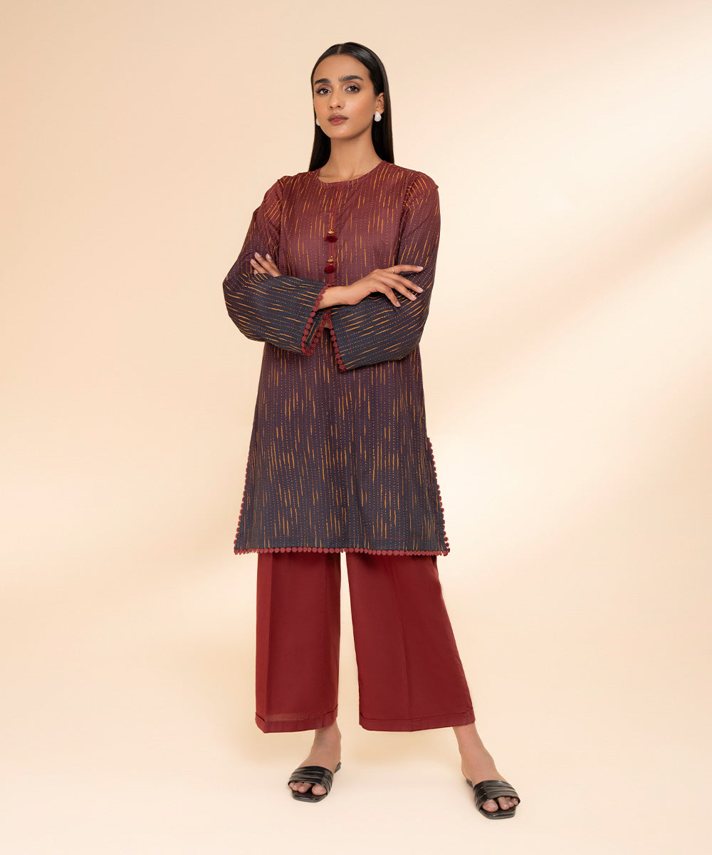 Women's Pret Lawn Red Printed A-Line Shirt