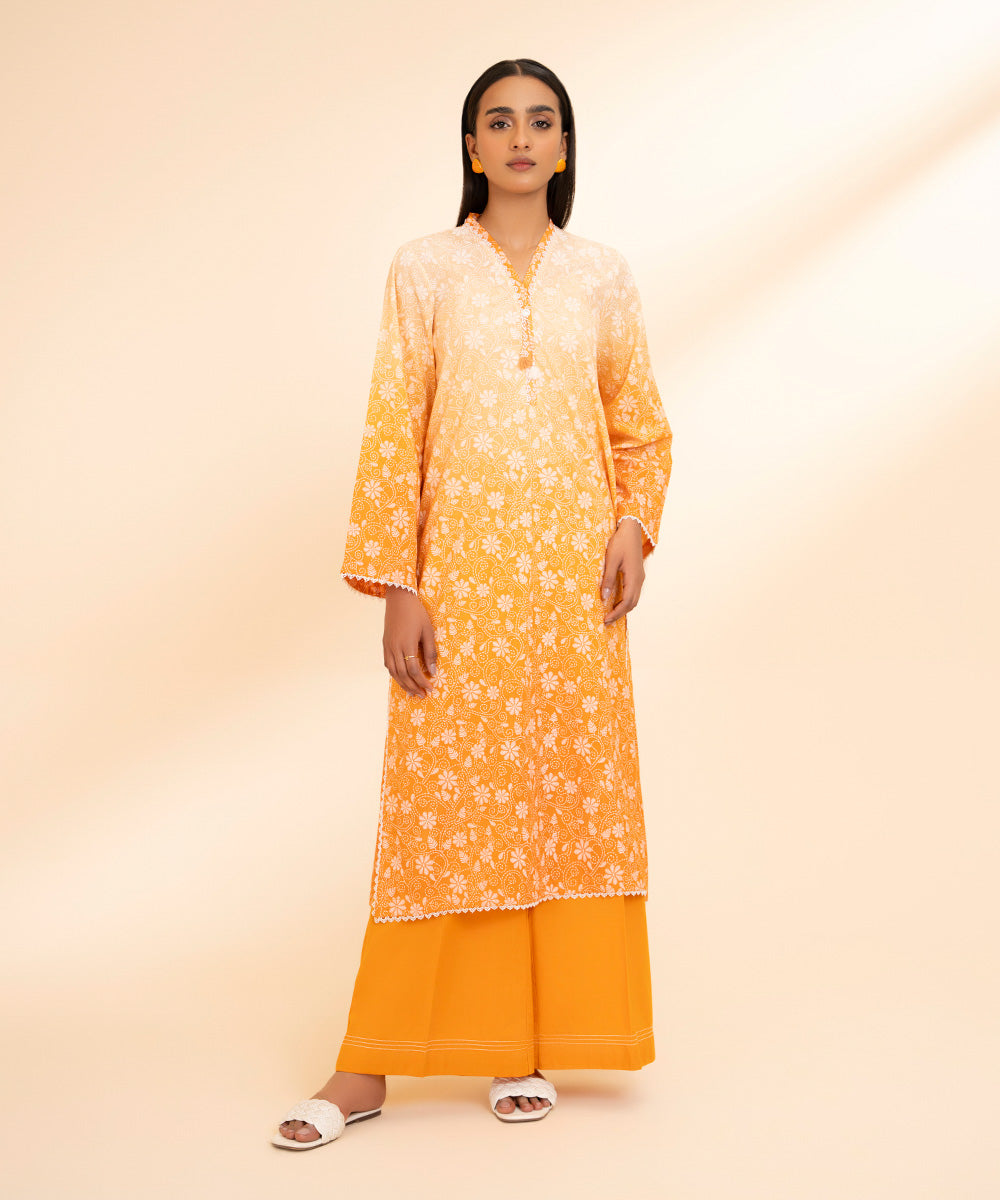 Women's Pret Lawn Orange Printed A-Line Shirt