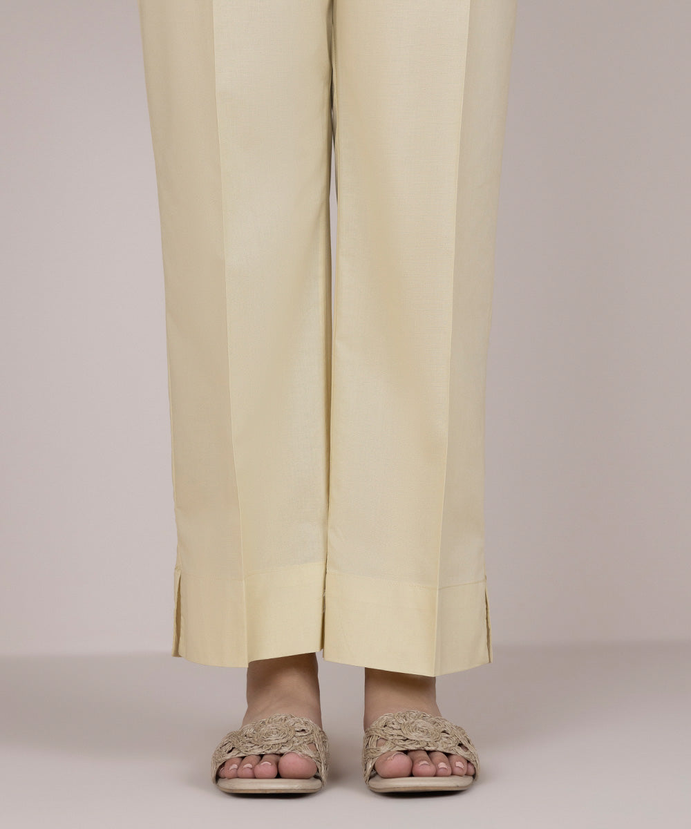 Women's Pret Cambric Off White Dyed Straight Pants