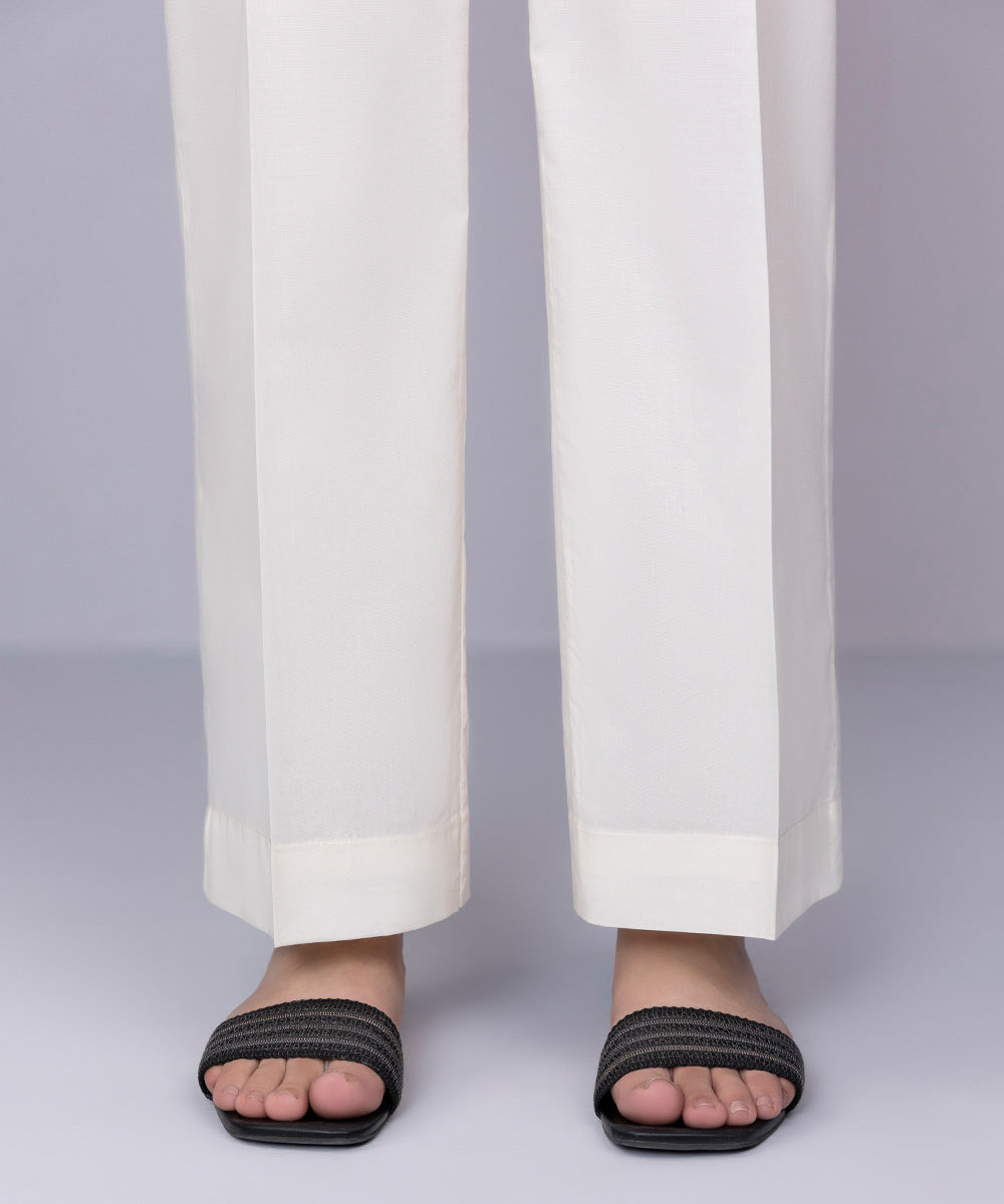 Women's Pret Cambric Off White Straight Pants