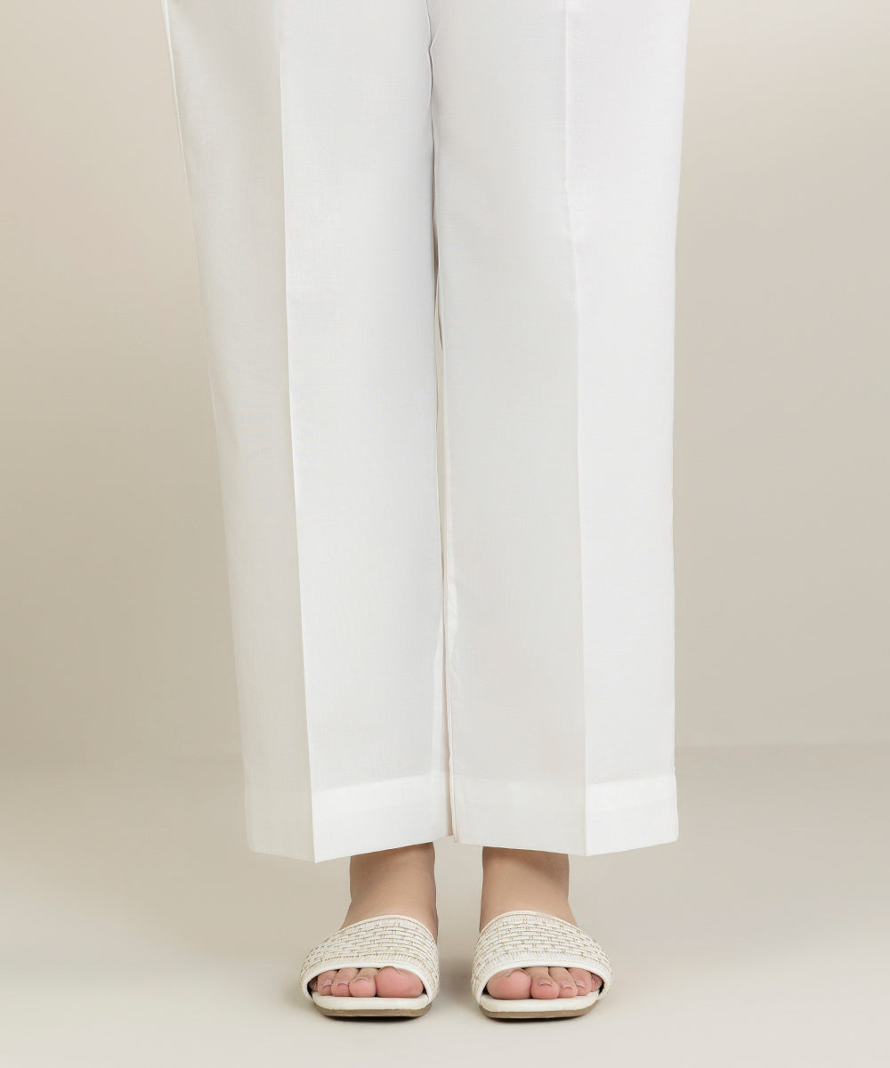 Women's Pret Cambric White Straight Pants