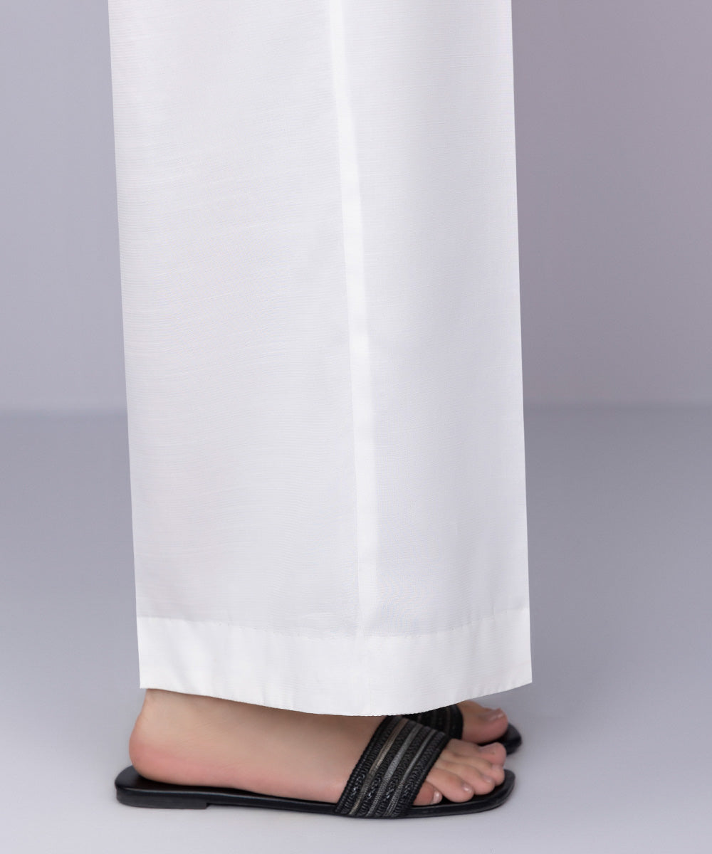 Women's Pret Viscose Raw Silk White Culottes