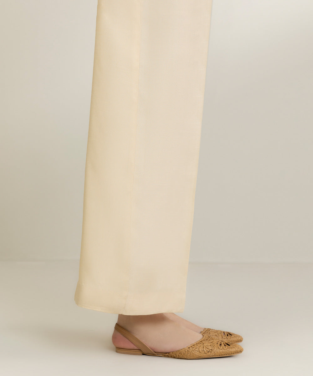 Women's Pret Viscose Raw Silk Beige Culottes