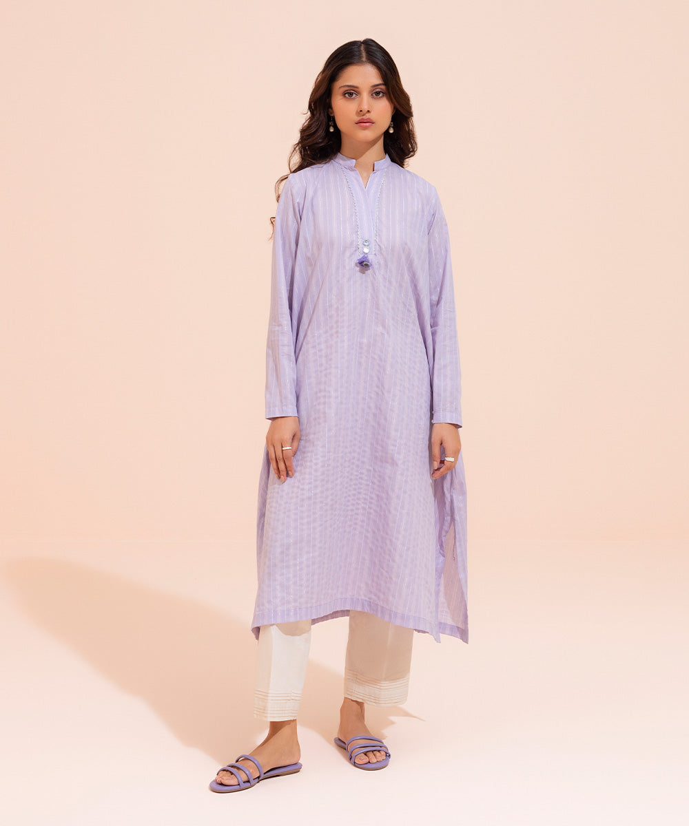 Women's Eid Pret Yarn Dyed Solid Grey Aline Shirt