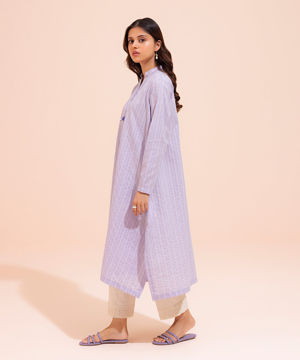 Women's Eid Pret Yarn Dyed Solid Grey Aline Shirt