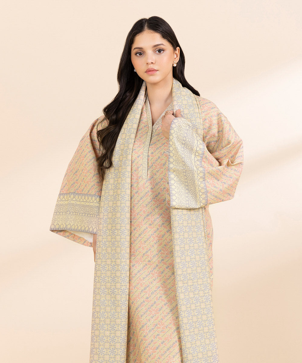 Women's Unstitched Light Khaddar Printed Multi 3 Piece Suit