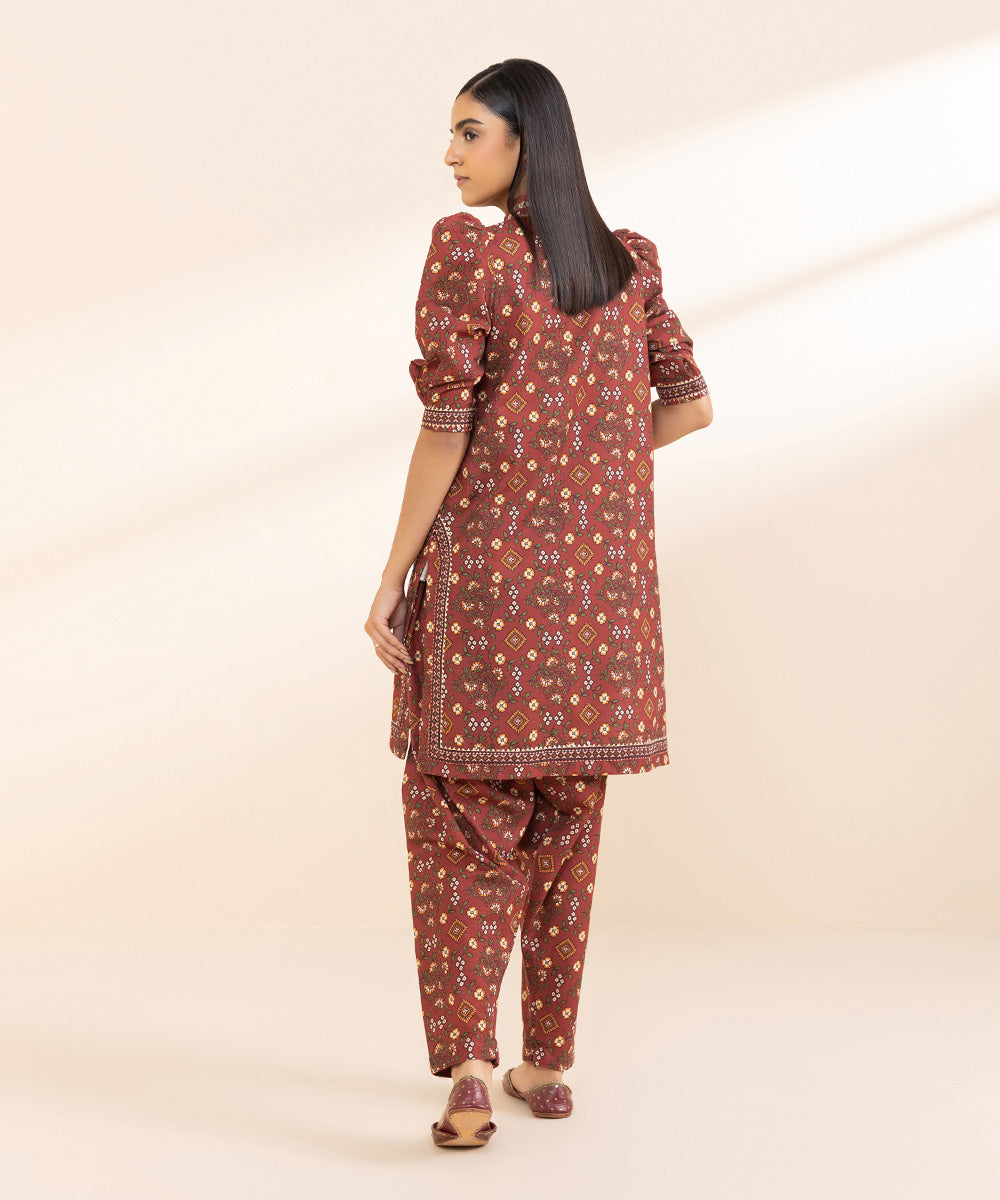 Women's Unstitched Light Khaddar Red Printed Shirt 