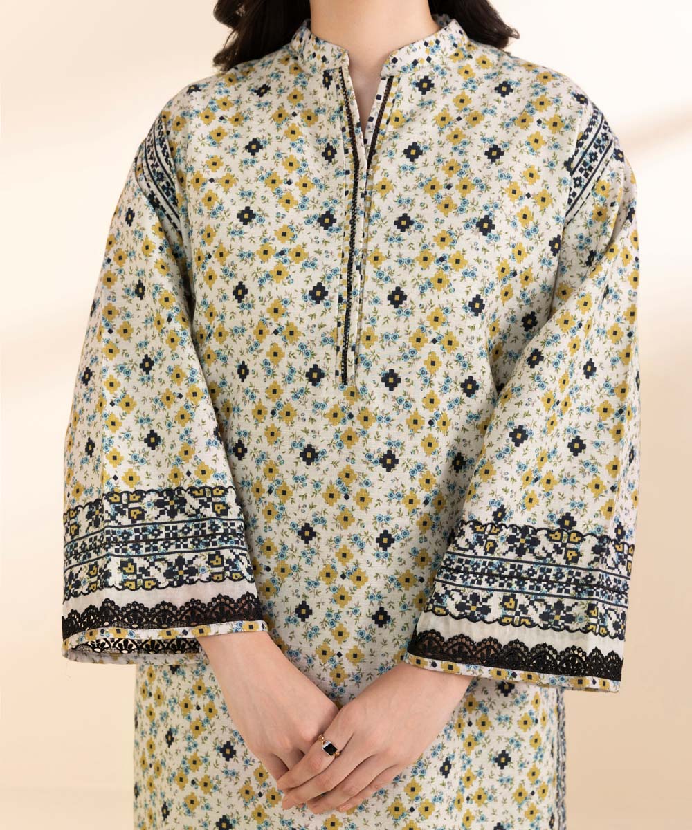 Women's Unstitched Light Khaddar Printed Multi 2 Piece Suit