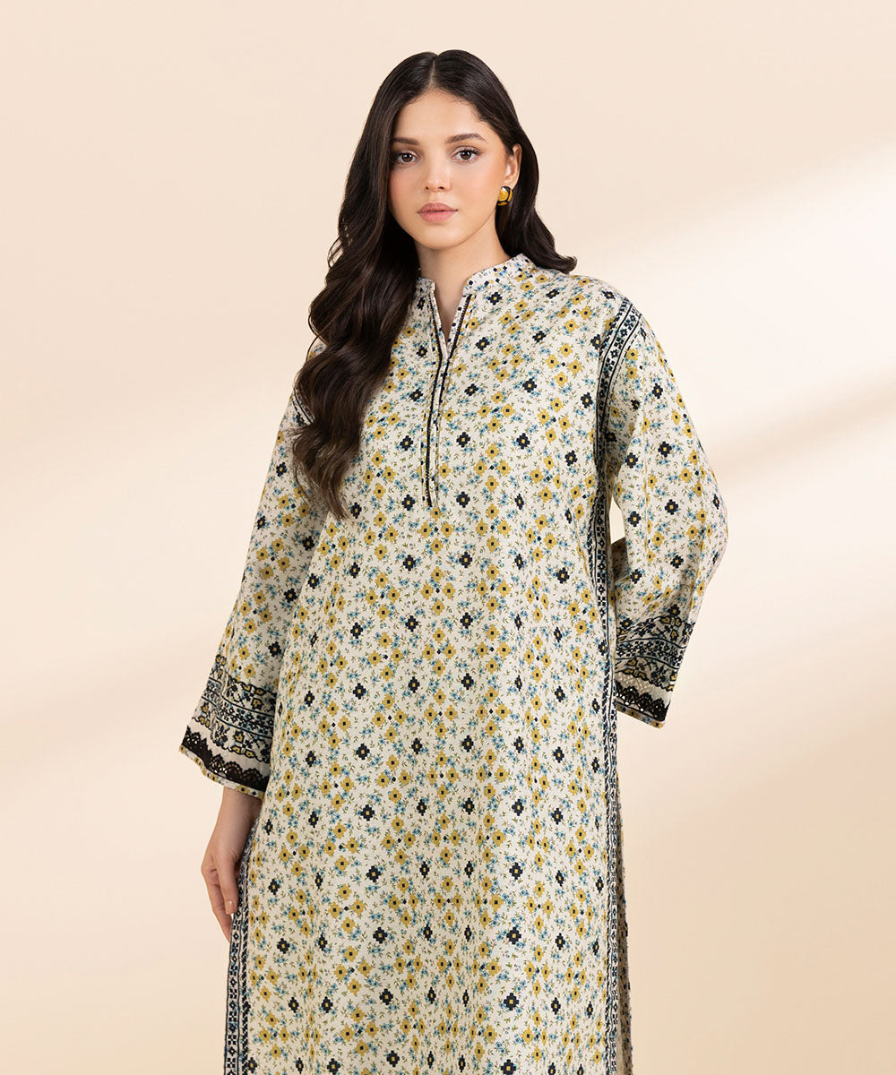 Women's Unstitched Light Khaddar Printed Multi 2 Piece Suit