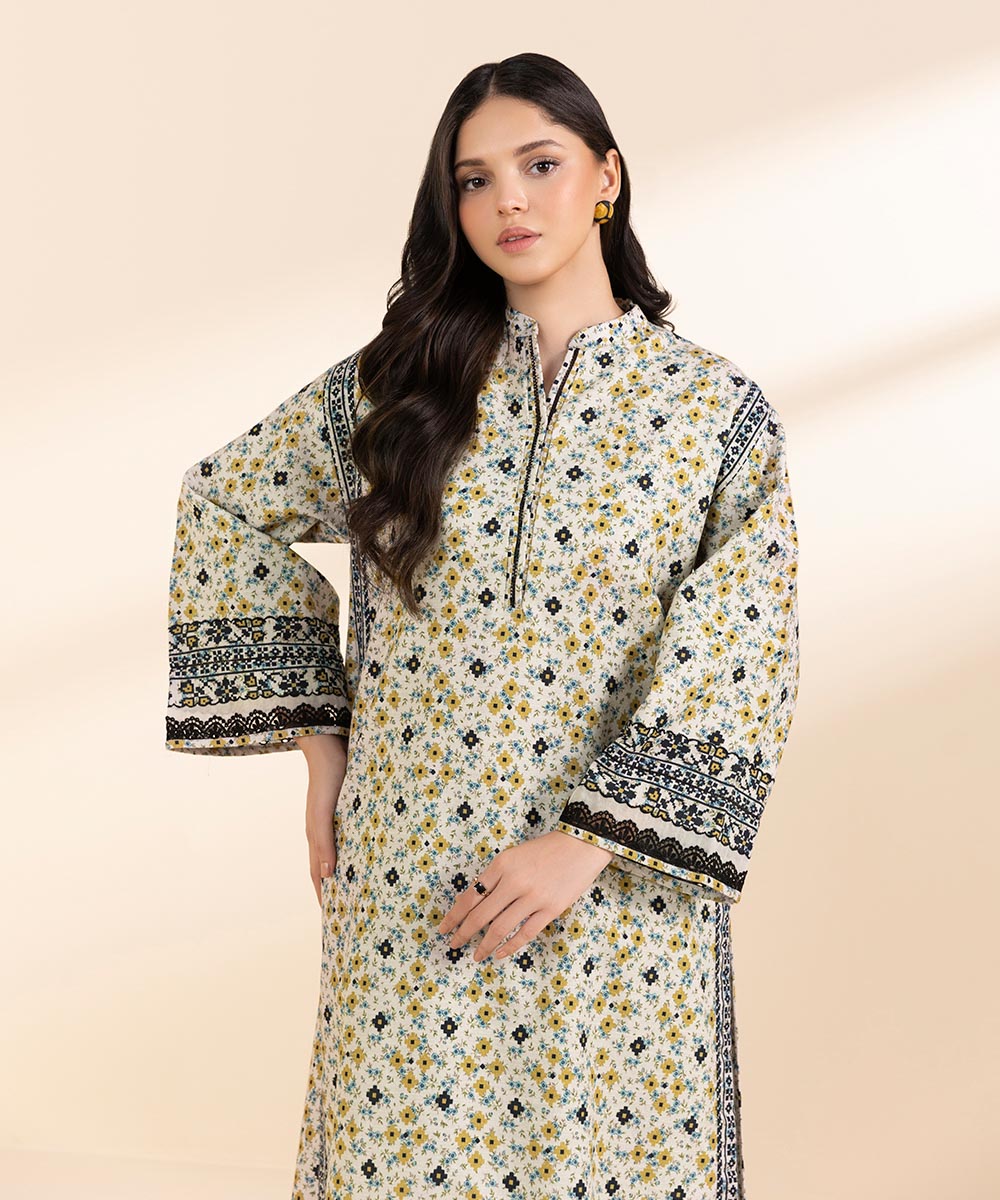 Women's Unstitched Light Khaddar Printed Multi 2 Piece Suit