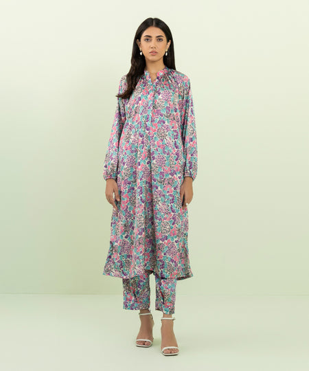 Women's Pret Blended Satin Printed Multi 2 Piece Suit