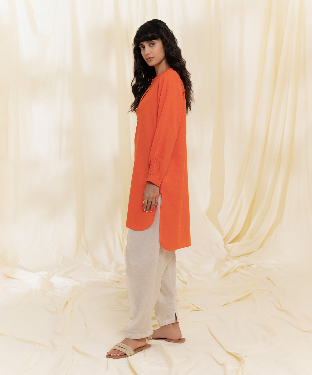 Women's Intermix Pret Recycled Cotton Solid Orange Shirt
