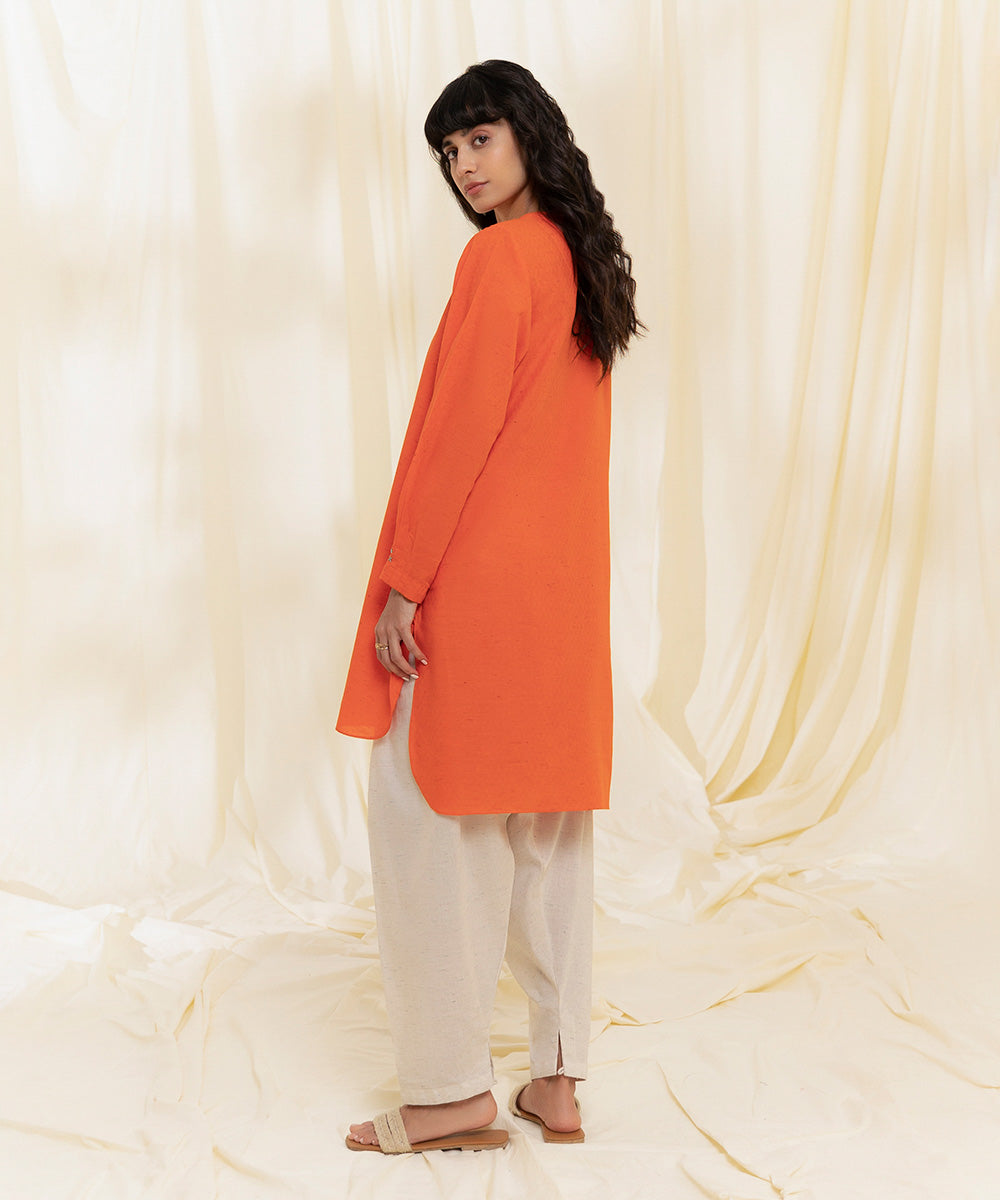 Women's Intermix Pret Recycled Cotton Solid Orange Shirt