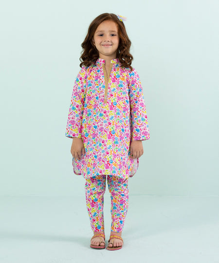 Girls Multi 2 PC Printed Khaddar Suit