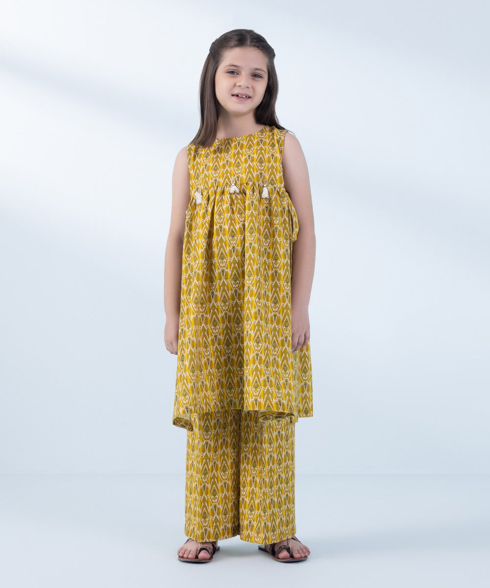 Girl's 2 Piece Printed Khaddar Suit