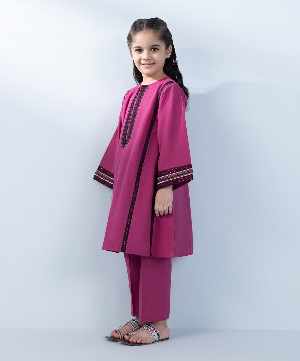 Girl's 2 Piece Embroidered Khaddar Suit